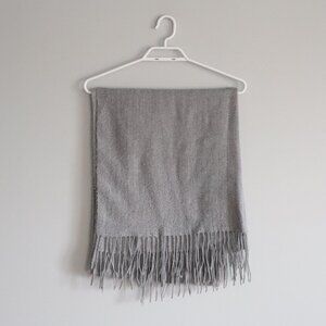 Pieces Kial Mottled Grey Herringbone Solid Fringe Soft Wrap Scarf - 36.5" x 24"